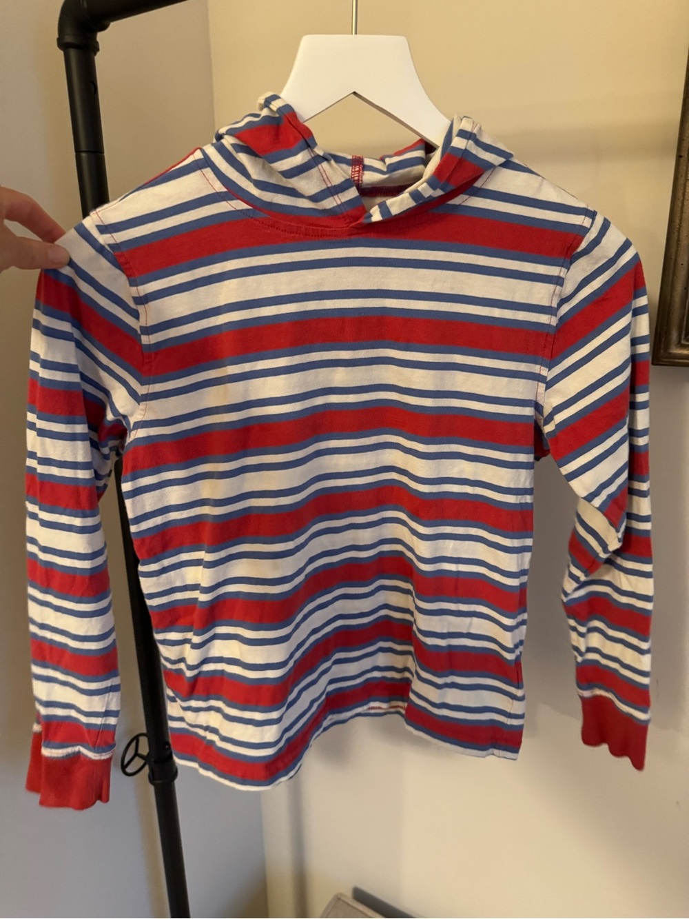 Crewcuts Striped Hooded Long-Sleeve Tee - Red, Blue & White